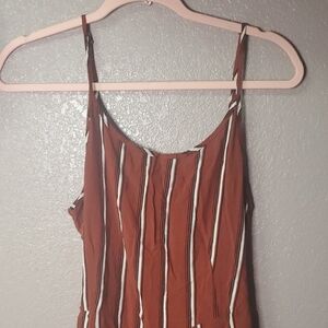 Striped Brown Sleeveless Jumpsuit